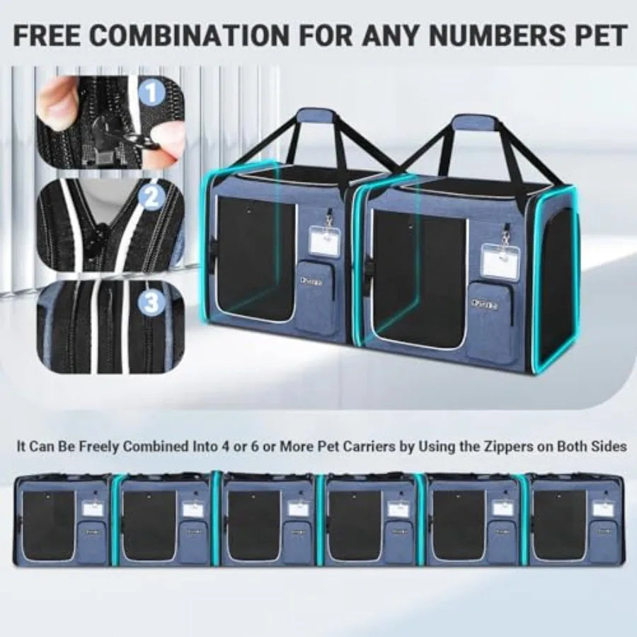 Breed Portable 2in1 Double Cat Carrier Builtin Litter Box