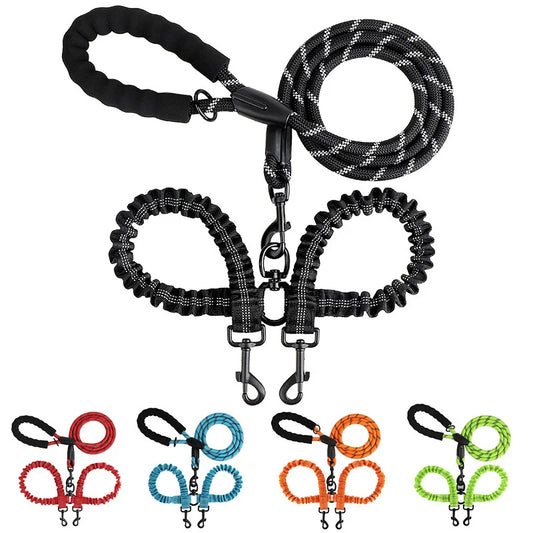 YTYINCN Double Dog Leash Elastic Nylon Coupler For Two Dogs