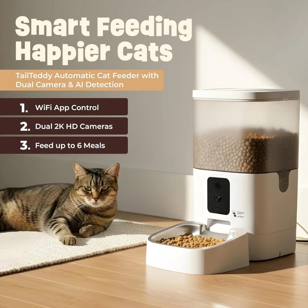 Automatic Cat Feeder With Dual Camera AI Detection WiFi App