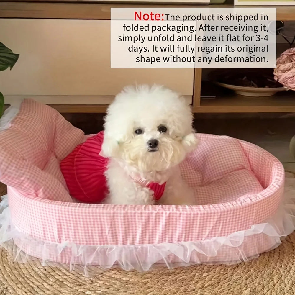 Cute Lace Trimmed Pet Princess Bed For Dogs And Cats