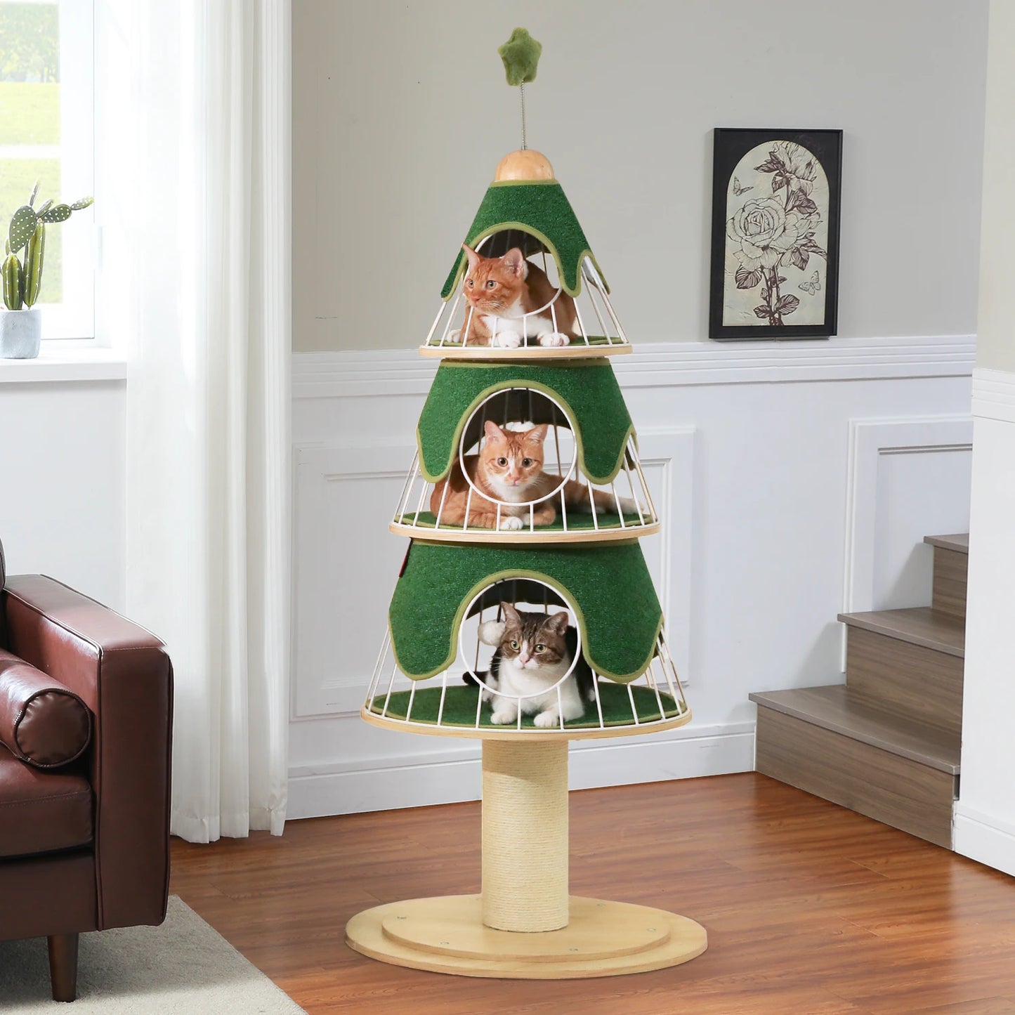 PAWZ Road Modern Cat Tree Tower With Thick Scratching Post And Metal Frame