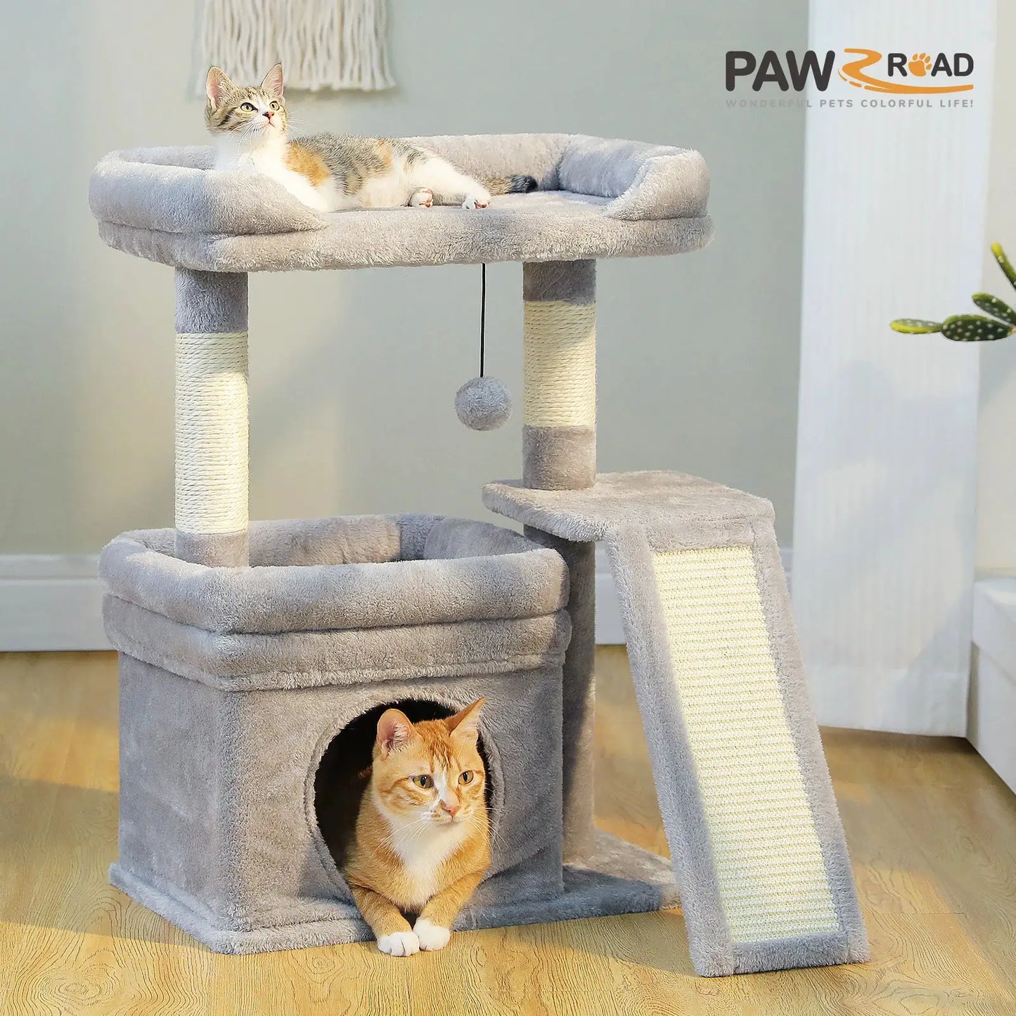 Small Cat Tree for Indoor Cat Tower with Sisal Scratching Post and Pad Wide Top Perch Large Cat Condo Cat Scratchers Cat Toys by Furtastic Pet Essentials