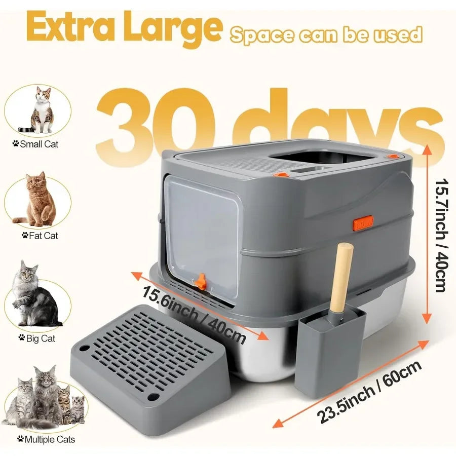 Feature Enclosed Litter Box With FlipTop Lid Builtin Filter