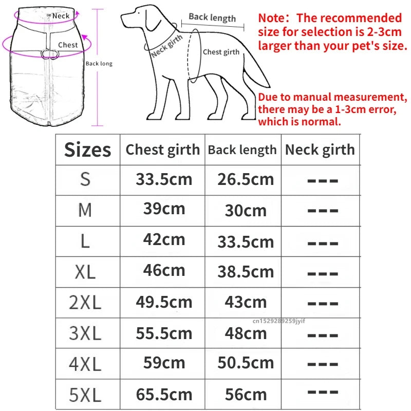 Waterproof Warm Dog Coat Jacket With Padded Zipper