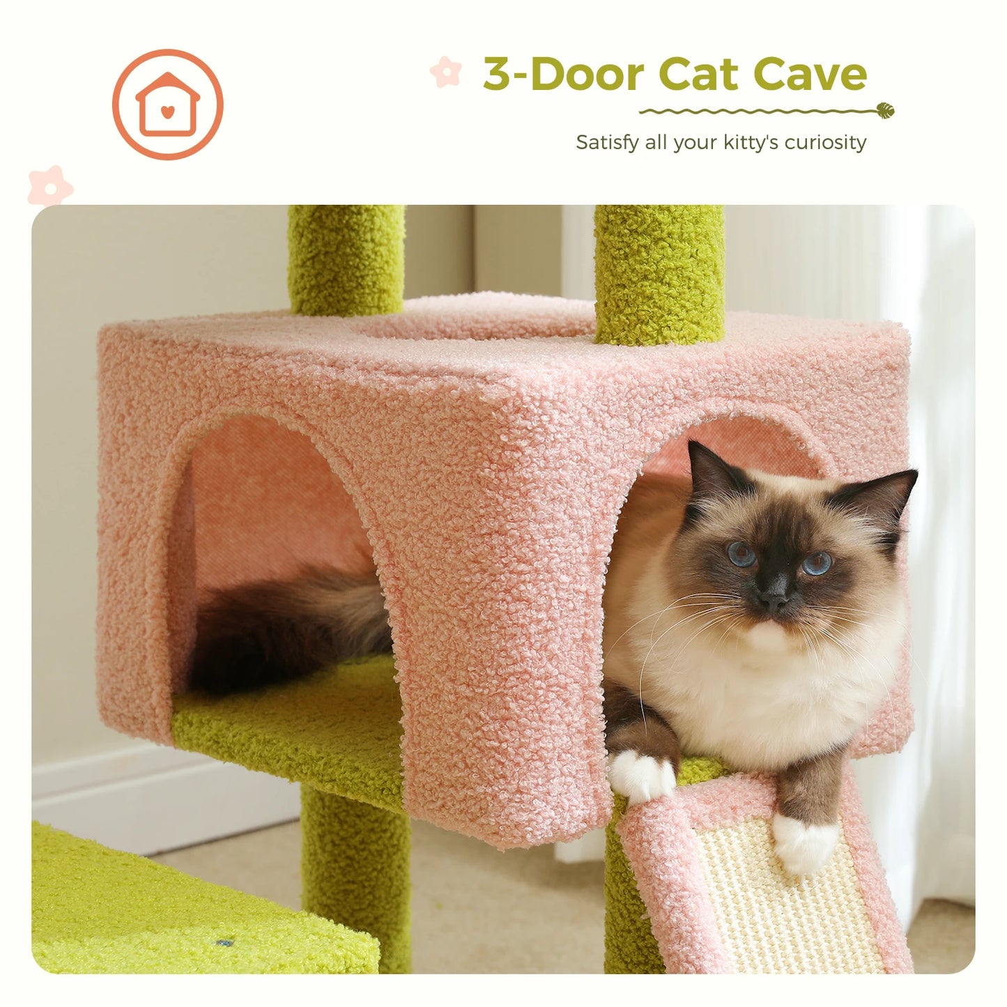 PEQULTICN Flower Cat Tree Multi Level Cat Tower With Scratching Posts
