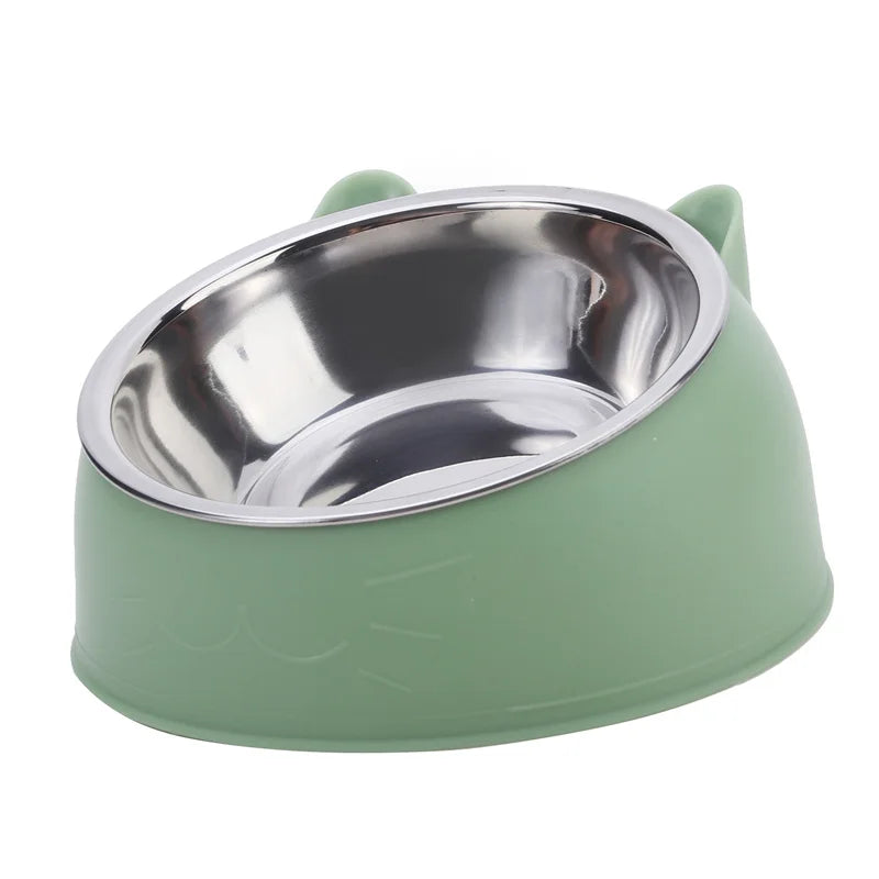 Stainless Steel Cat Feeding Bowl With Inclined Design For Cats