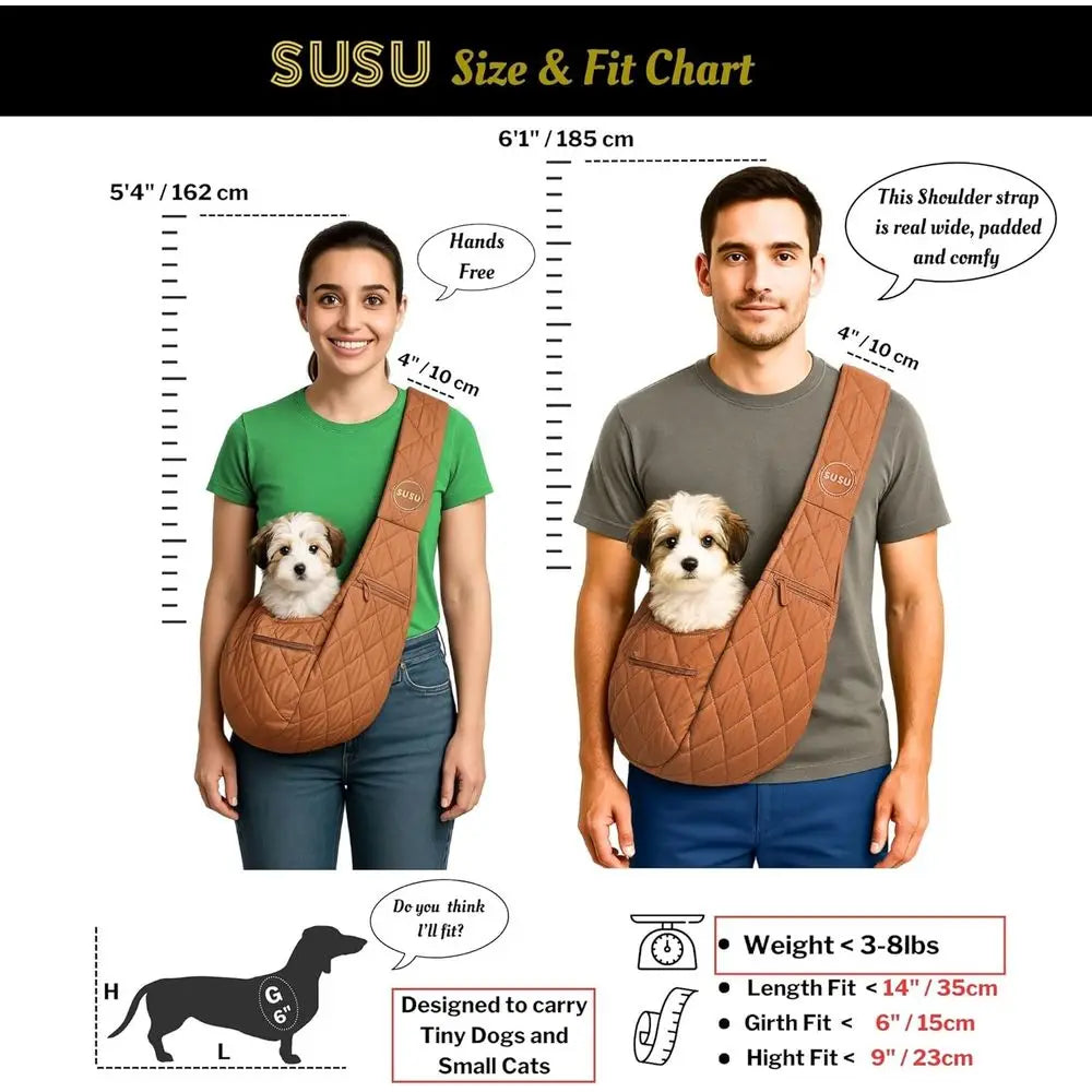 Carrier Sling for Dogs 2-In-1 Hands Free Cross Body