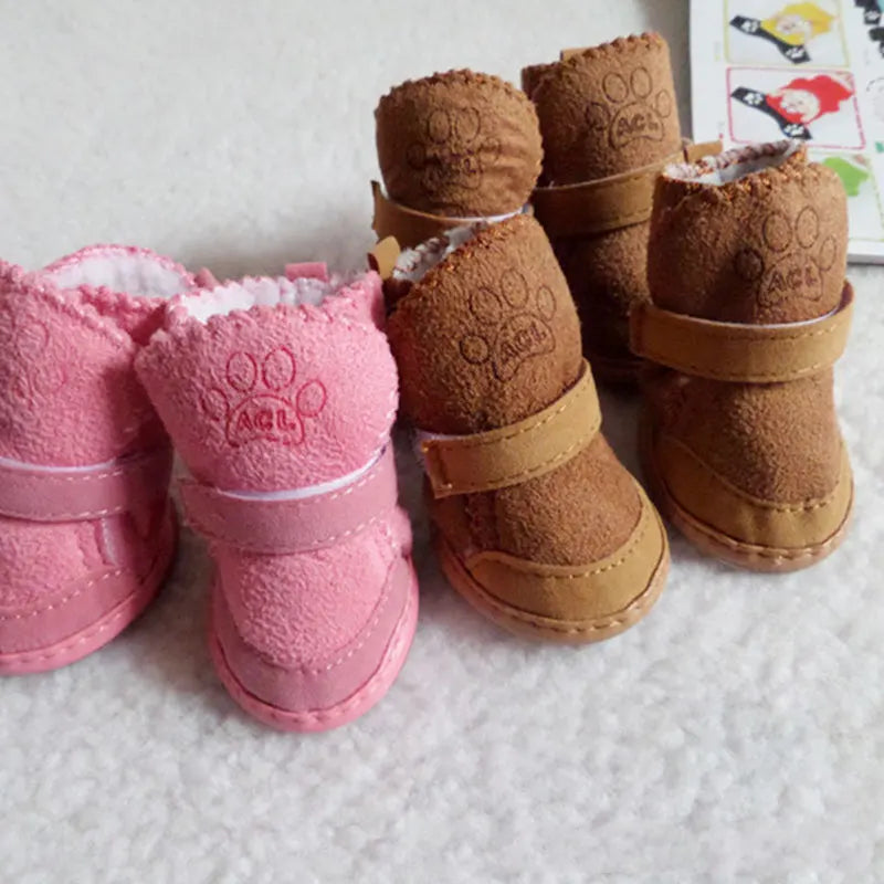 Dog Boots 4 Pack Thick Warm Shoes For Rain And Snow Puppies