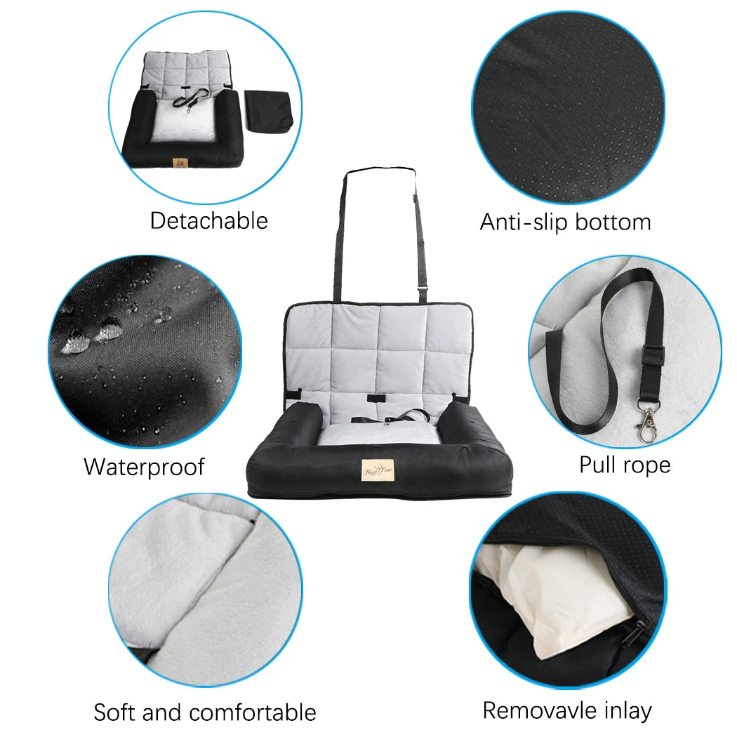 BINGOPAWCN Dog Car Seat Bed Waterproof With Removable Pad