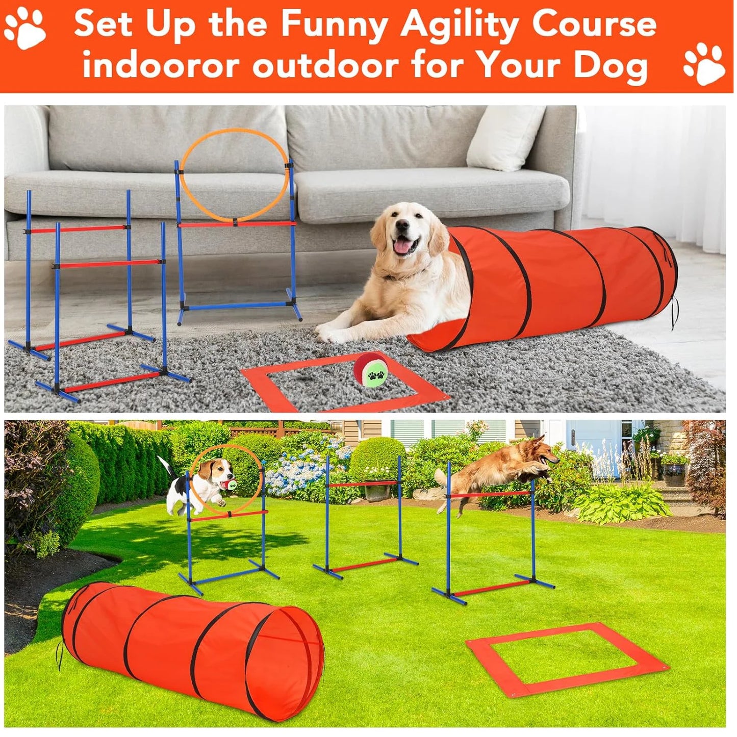 HiMISSH Dog Agility Training Equipment Set Obstacle Course Kit