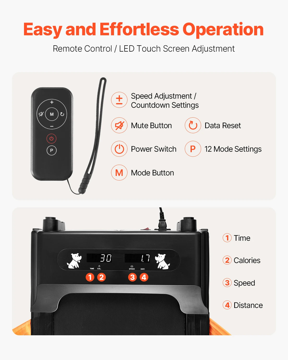 Dog Treadmill With LCD Display Foldable Exercise Machine