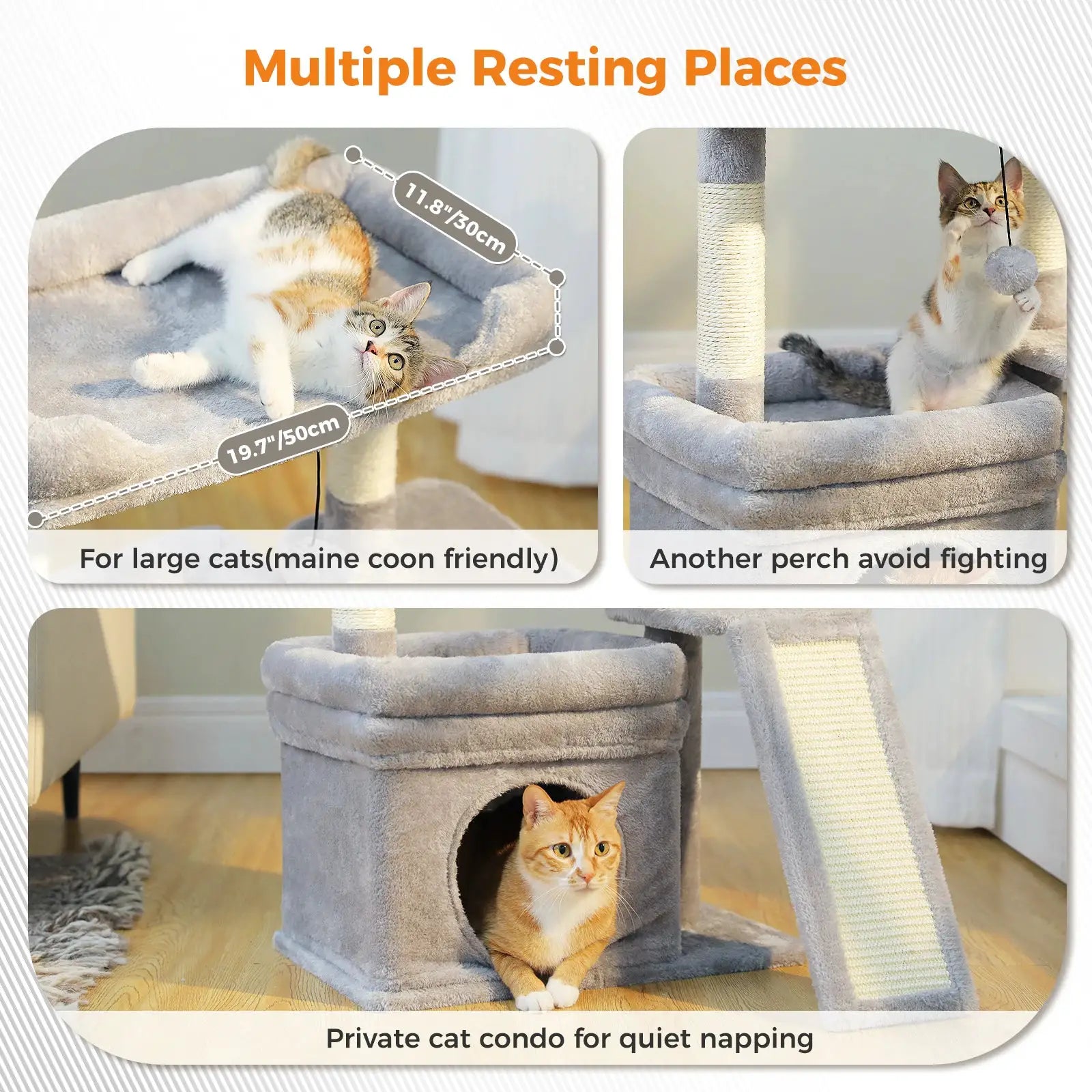 Small Cat Tree for Indoor Cat Tower with Sisal Scratching Post and Pad Wide Top Perch Large Cat Condo Cat Scratchers Cat Toys by Furtastic Pet Essentials