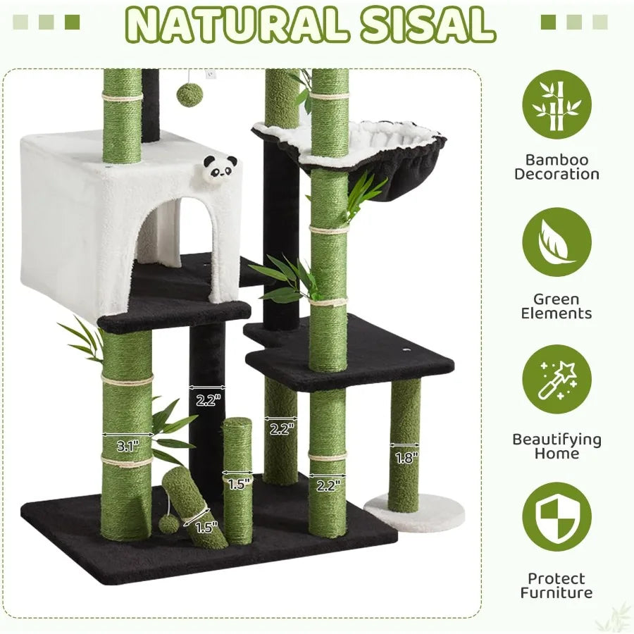 Indoor Cat Tree Panda Design Four Tier Kitty Condo