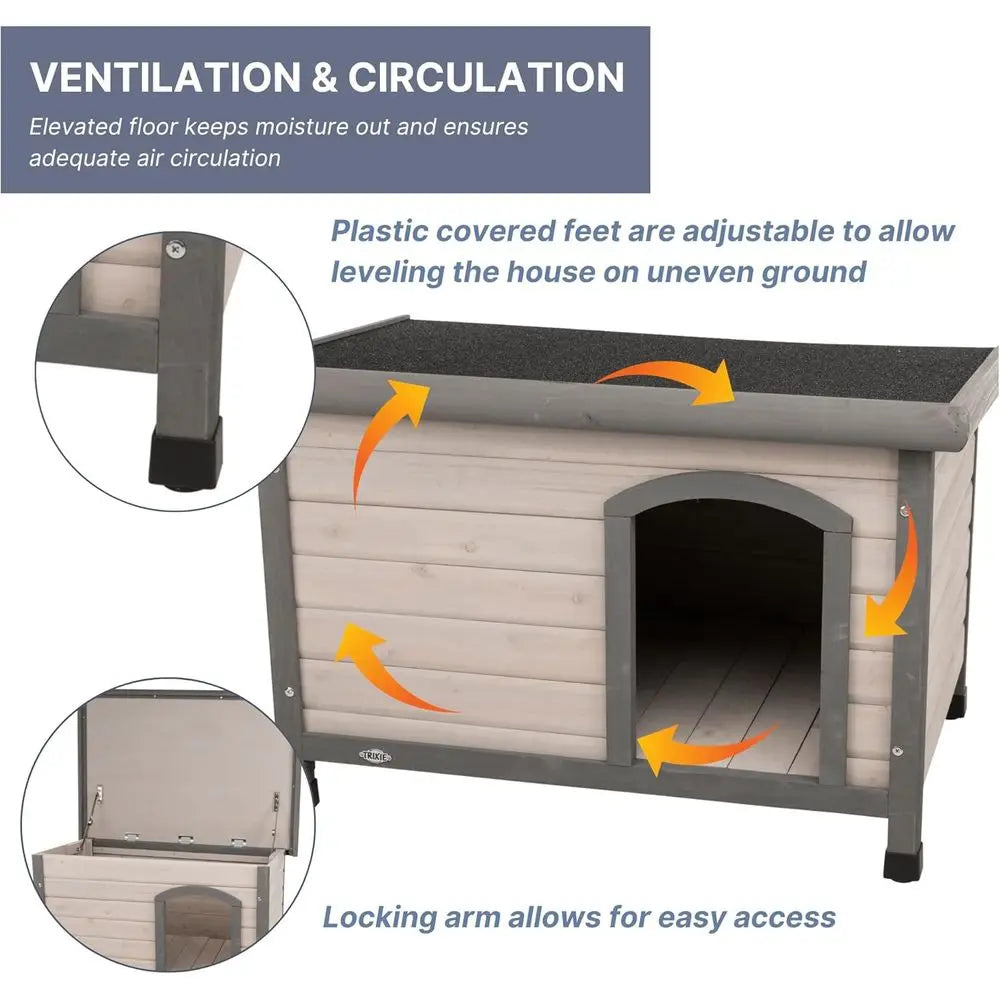 Classic Wooden Outdoor Dog House With Weatherproof Sealer