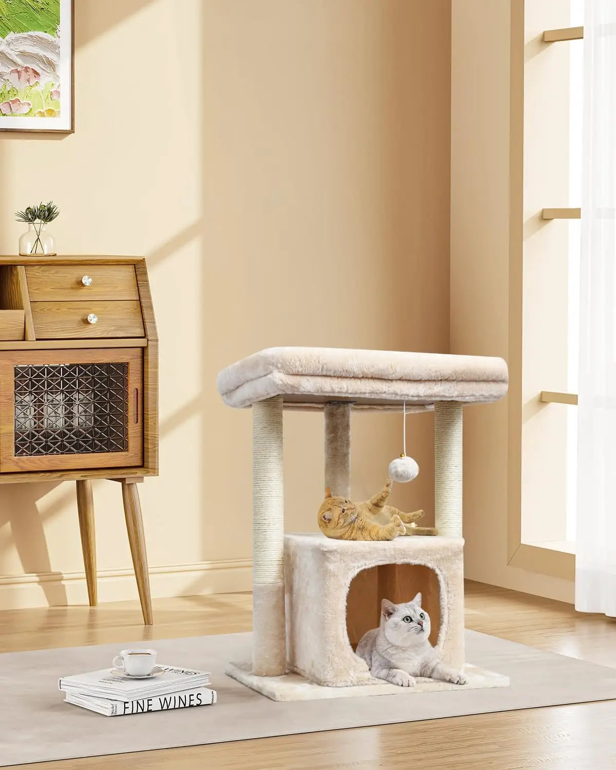 Cat Tree With Scratching Posts And Plush Perch For Cats