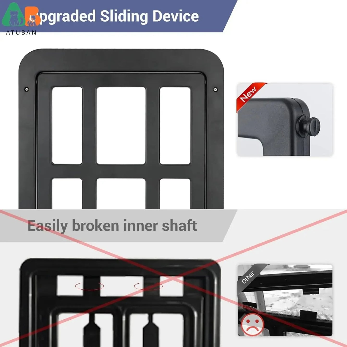 ATUBAN Dog Door For Sliding Door Lockable Magnetic Closure