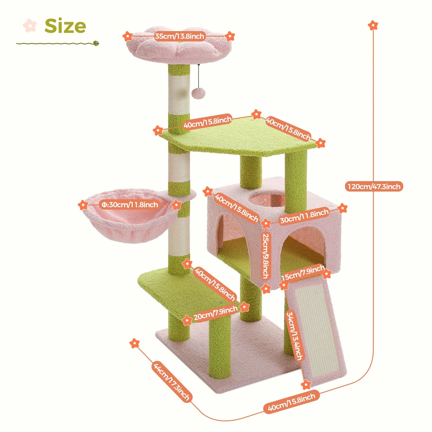 PEQULTICN Flower Cat Tree Multi Level Cat Tower With Scratching Posts