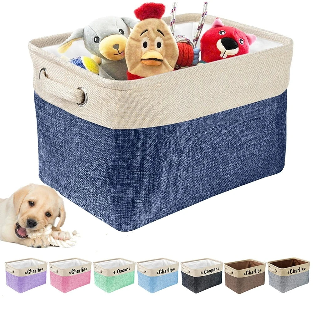 Personalized Dog Toy Basket With Free Name Print Foldable Storage