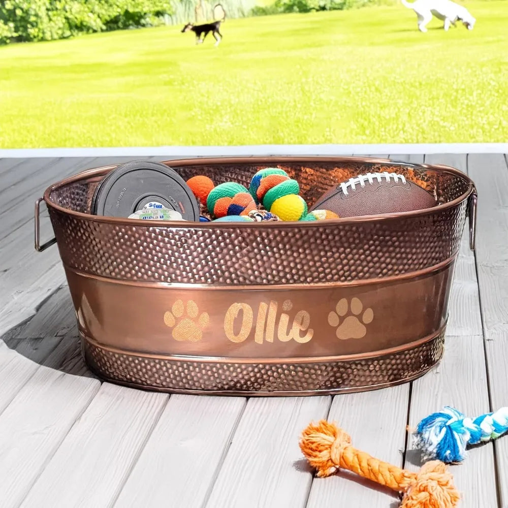 Hign-concerned Personalized Metal Dog Toy Bin with Handles