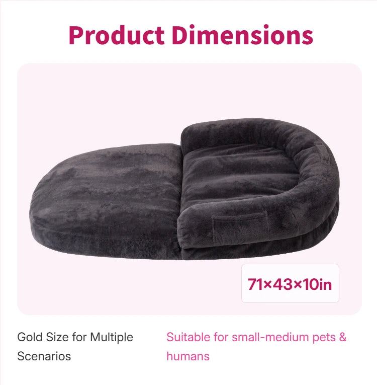 Dual Use Pet Bed Cozy Cuddler Mat For Shared Restful