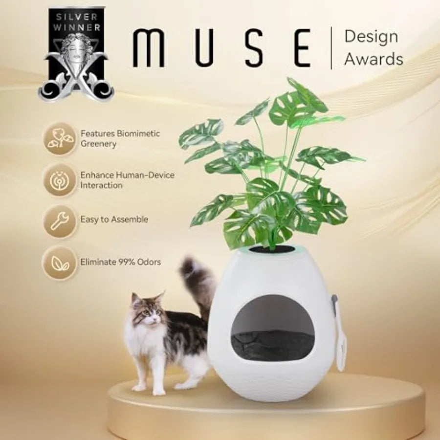 XMSJ Eggloa6 Hidden Litter Box With Plant Decor Odor Control
