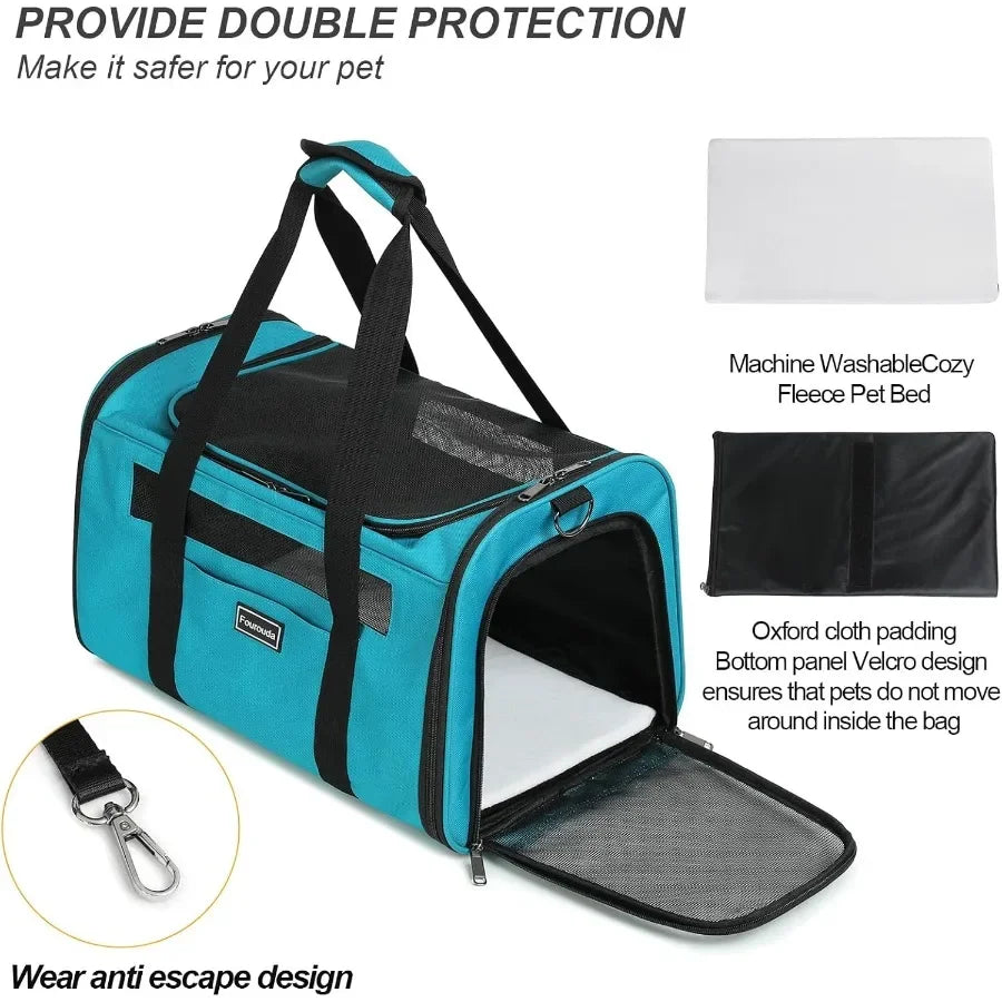 Foldable Soft Sided Carrier For Cats And Dogs Ventilated EscapeProof