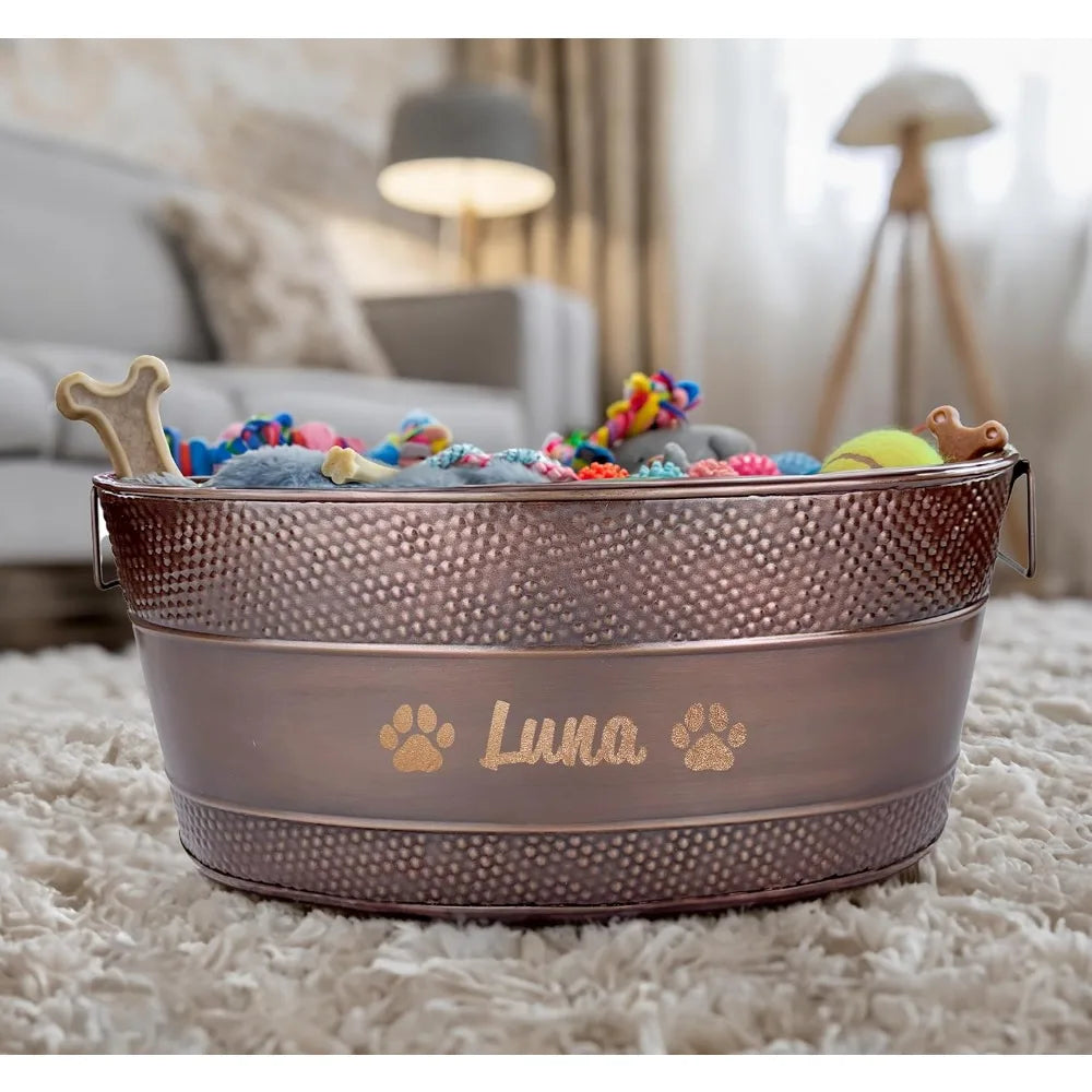 Hign-concerned Personalized Metal Dog Toy Bin With Handles For Storage