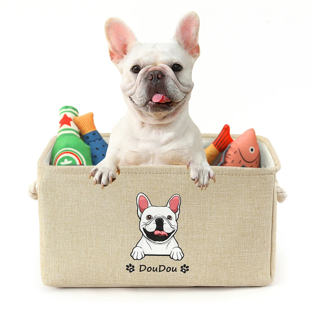 NONECN Personalized Pet Toy Storage Basket With Custom Image