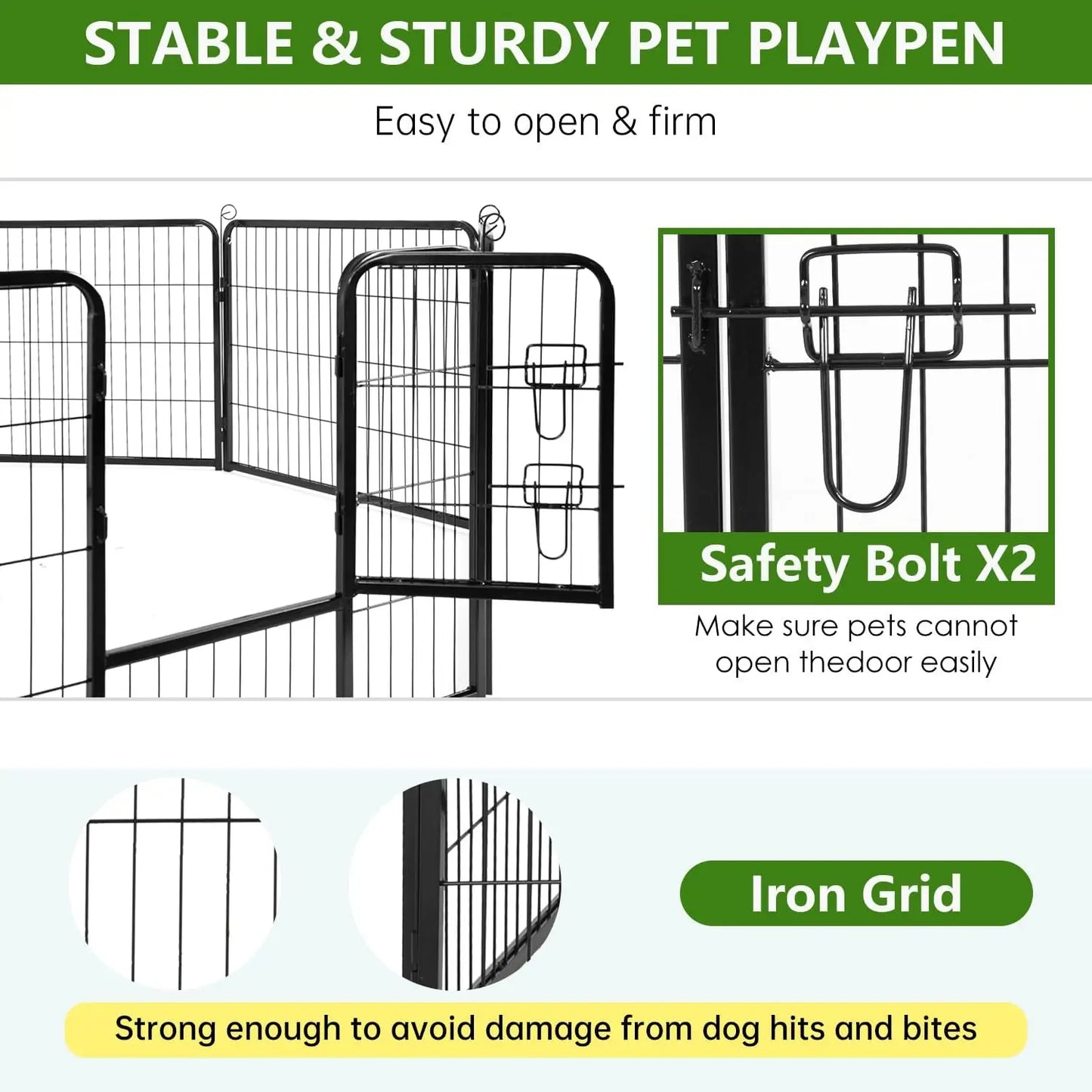 Dog Playpen Heavy Duty Metal Exercise Pen Indoor Outdoor Fence Panels