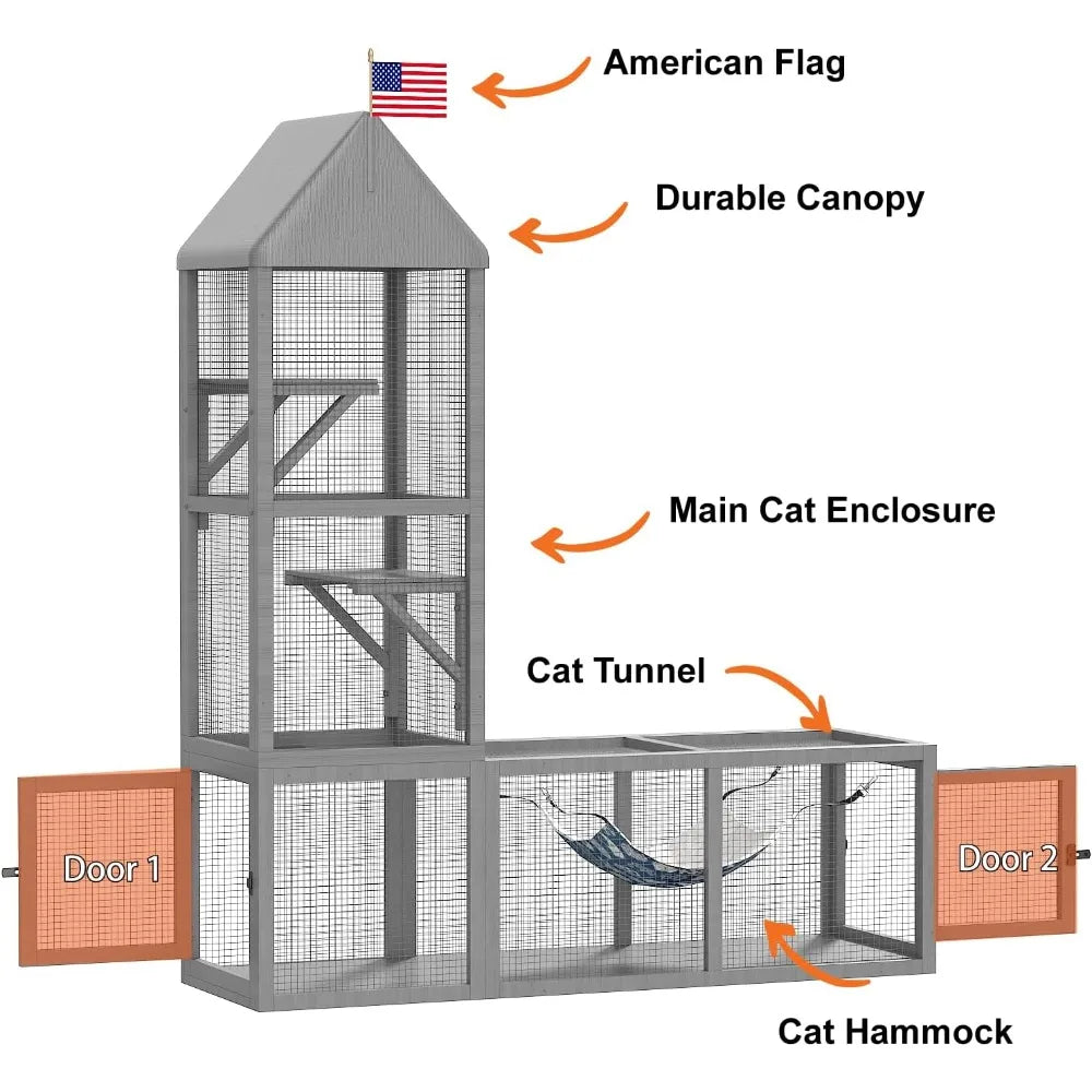 Catio Outdoor Cat Enclosure With Tunnel Two In One Playground