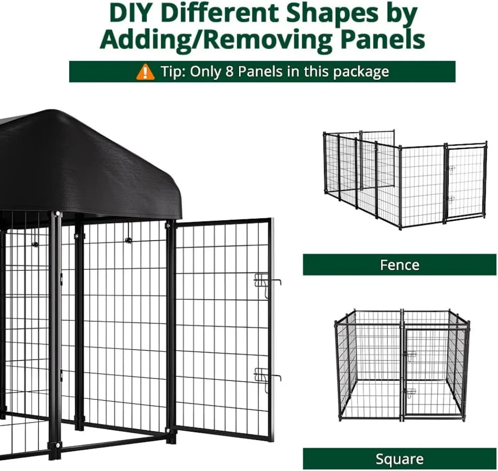 Outdoor Dog Kennel With Rust Resistant Frame And Waterproof Roof