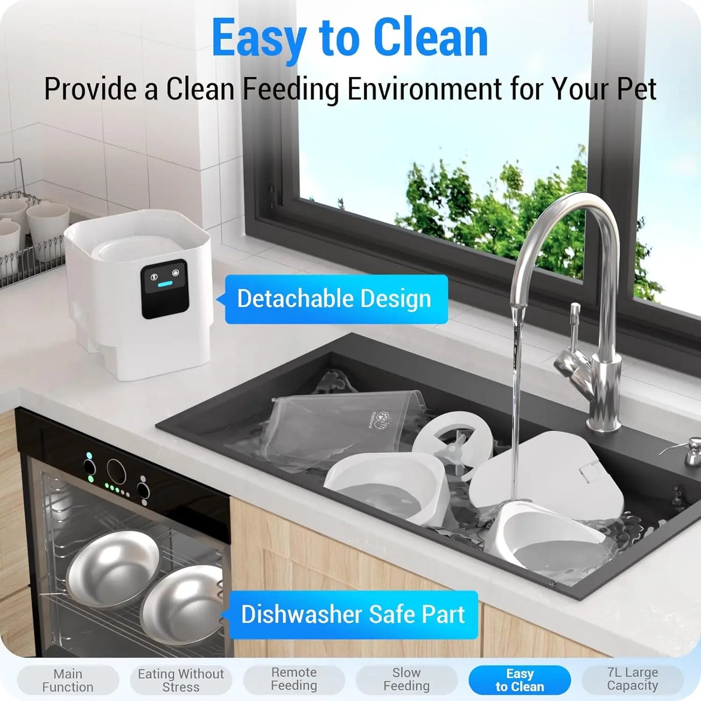 Smart Dual Pet Feeder With WiFi App Control Detachable Bowls