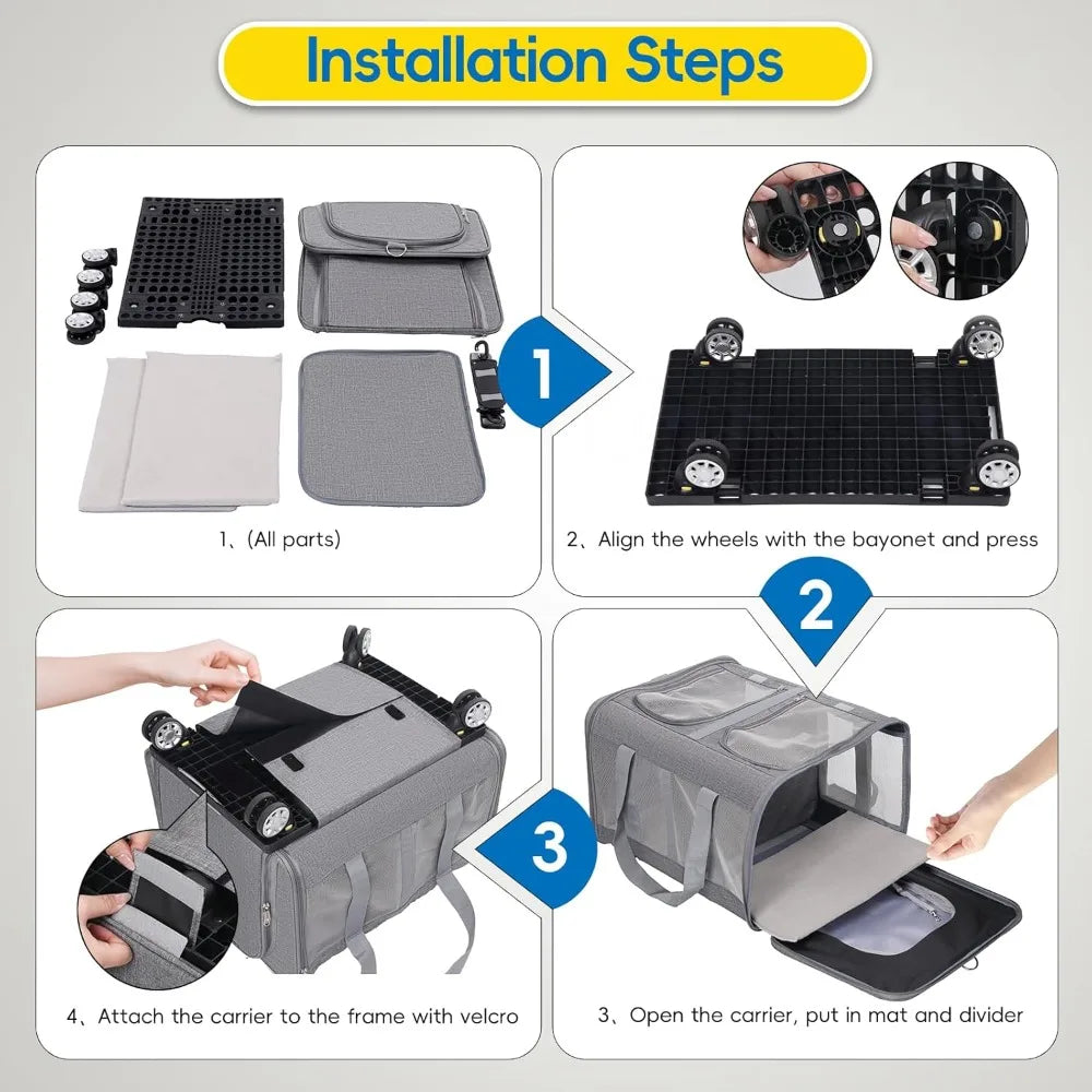 TIFICY Expandable Pet Carrier With Wheels For Cats And Dogs