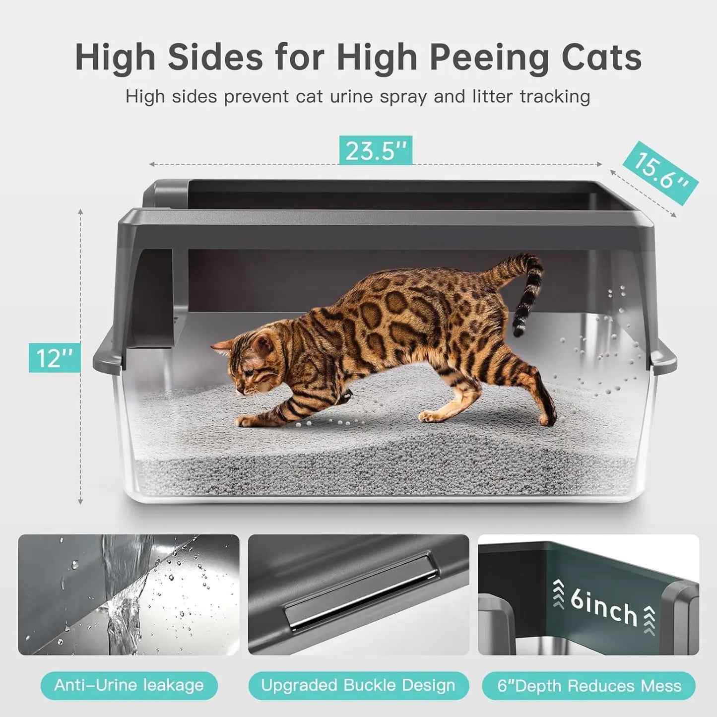 WoofiGo Stainless Steel Enclosed Cat Litter Box With Lid
