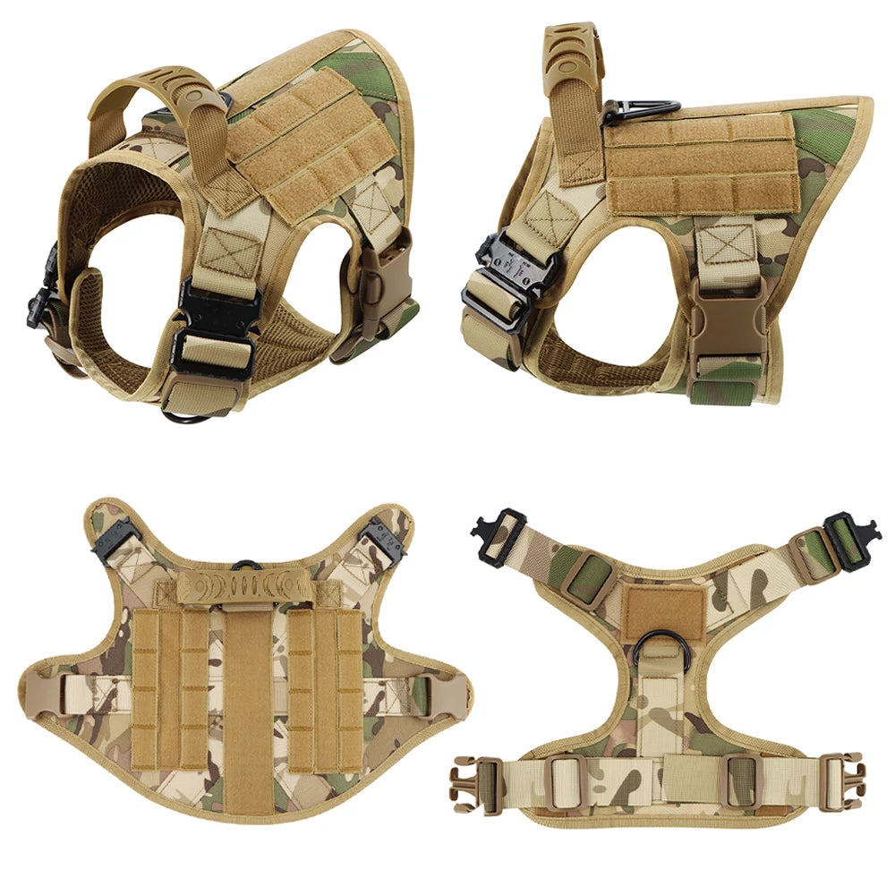PETRAVELCN Dog Tactical Harness Leash Vest Set Patches For Training Walking