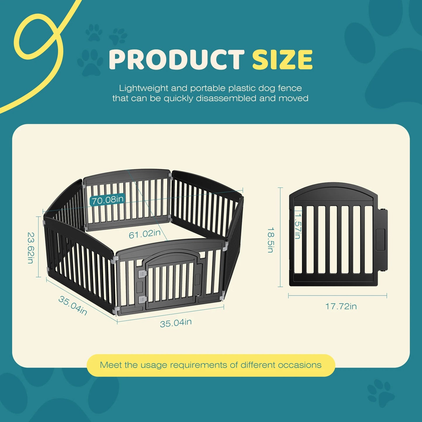 JHK Plastic Dog Playpen 6 Panel Expandable Fence for Pets