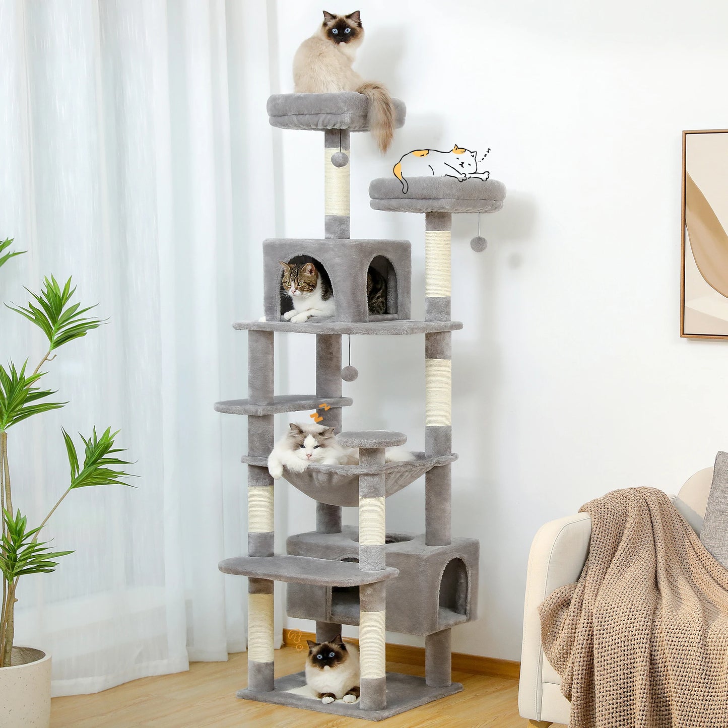 PAWZ Road Large Cat Tree Indoor Cats With Sisal Posts