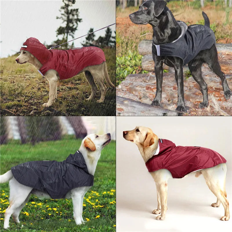 Choice Dog Raincoat Waterproof Hoodie Jacket With Reflective Stripe