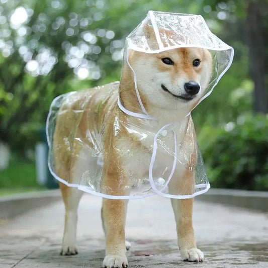 Puppy Raincoat Hooded Transparent Rainwear Waterproof Jacket