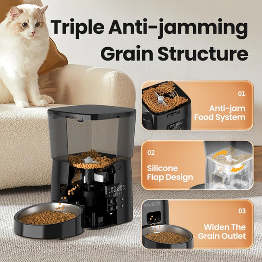 ROJECO Automatic Cat Feeder Smart Auto Dispenser For Cats