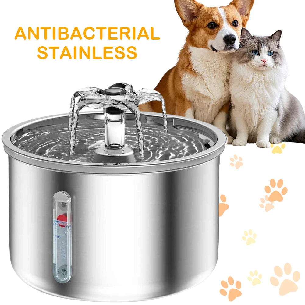 APWIKOGER Automatic Pet Water Fountain Cat Dog Stainless Steel Circulation