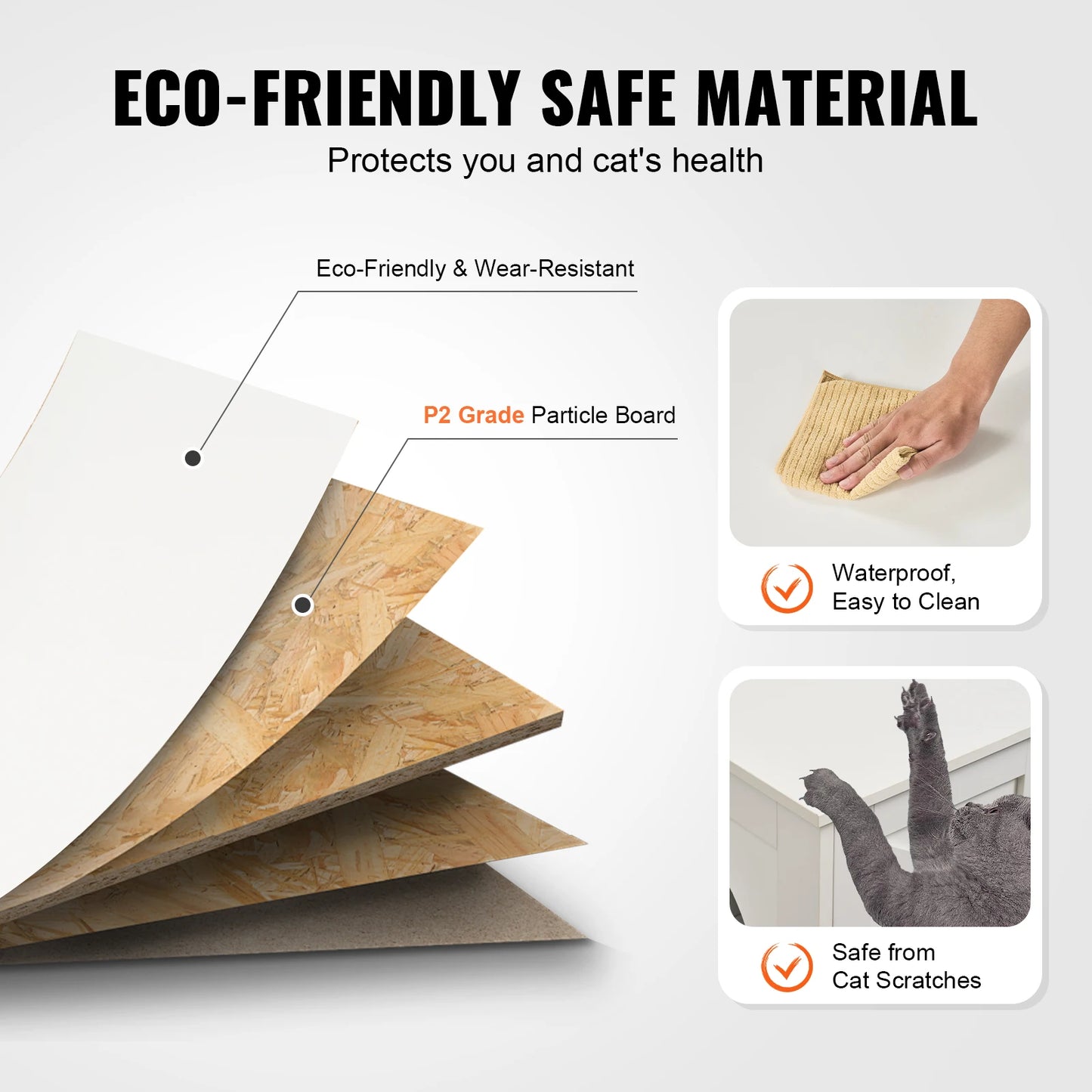 SucceBuy Cat Litter Box Enclosure For Two Cats Hidden Cabinet