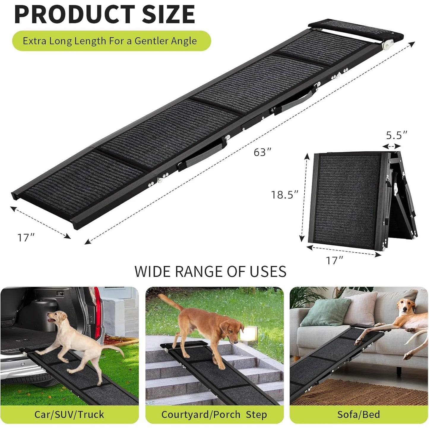 HiMISSDog Upgraded Car Ramp For Dogs Folding Non Slip Surface