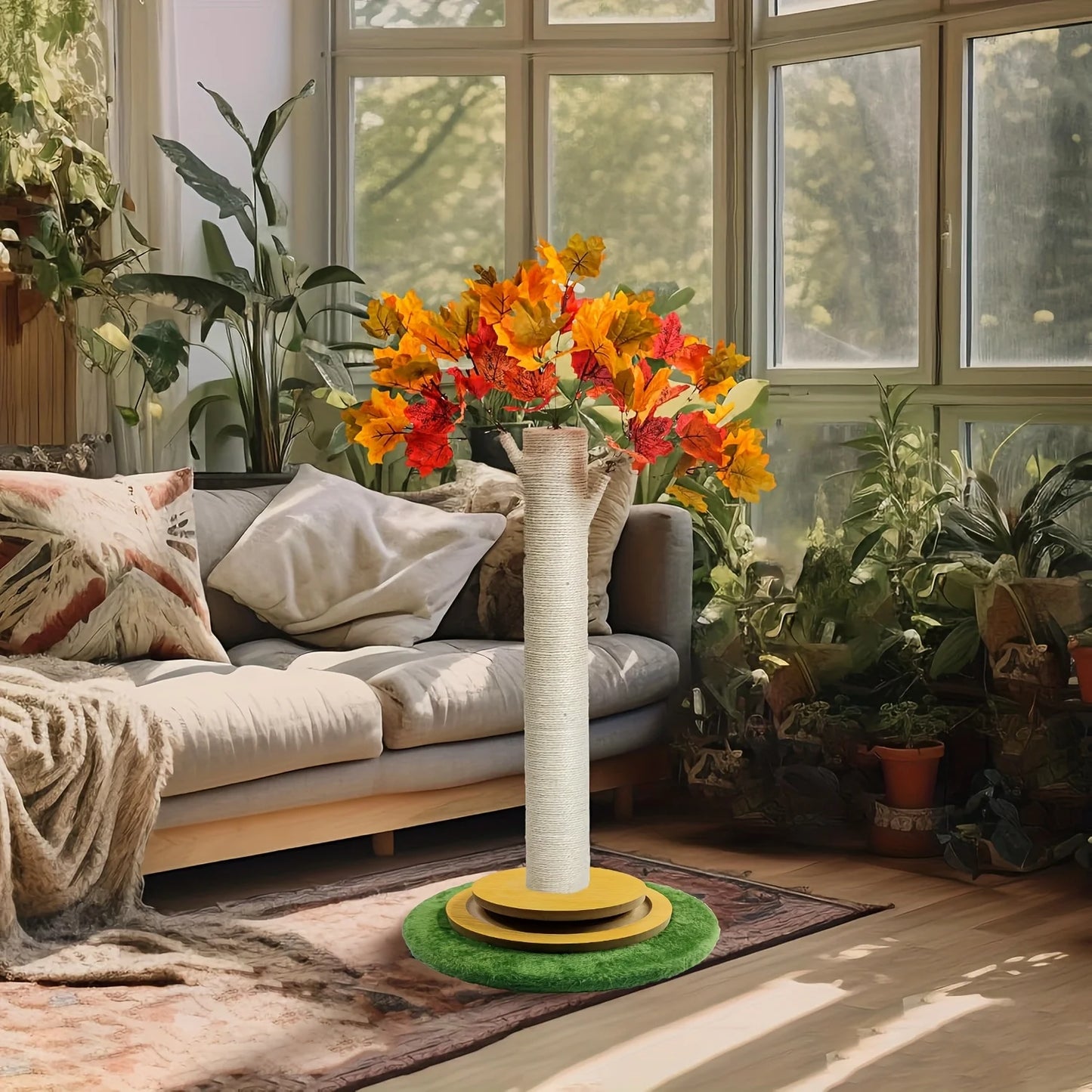 CN Guangdong Maple Leaf Cat Scratching Post With Wooden Turntable Base