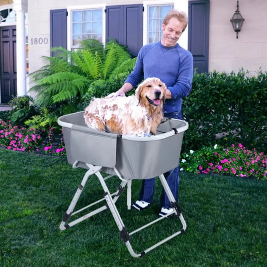 NONE Elevated Dog Bath Tub Foldable Pet Bathing Station for Medium to Large Pets