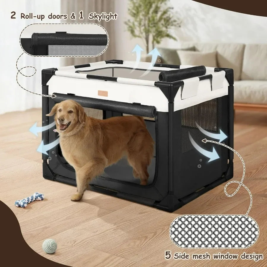 Hign-concerned Soft Pet Kennel With 3 Door And Breathable Mesh
