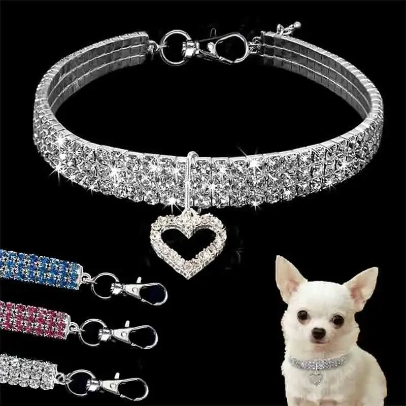 Bling Rhinestone Dog Collar Leash For Chihuahua Pets