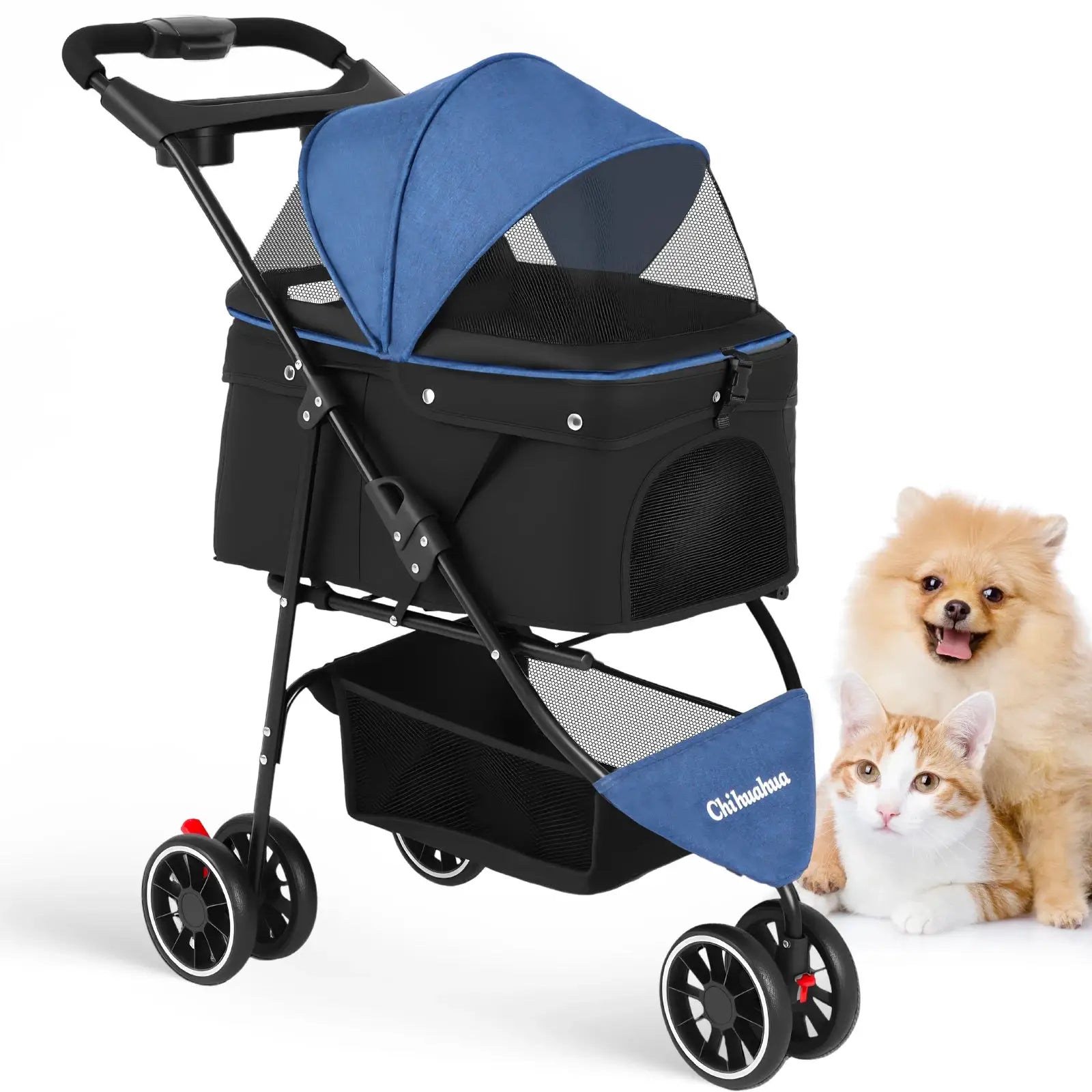 Chihuahua Pet Stroller for Dogs and Cats Portable Foldable Carrier by Furtastic Pet Essentials