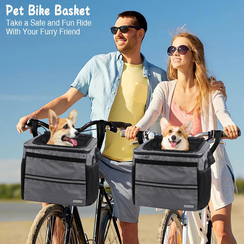 FULED Dog Bike Basket Carrier Backpack With Four Open Doors