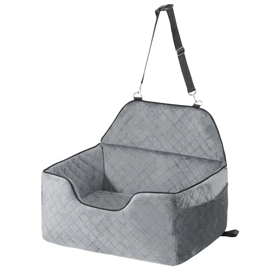 SucceBuy Dog Car Seat Booster With Storage Pocket And Velvet